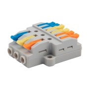 Клемма СМК 3х2 проходная разветвительная 3 полюса, с монтажной площадкой (1 ввод, 2 вывода на полюс) (50 шт./уп.) REXANT Клемма СМК 3х2 проходная разветвительная 3 полюса, с монтажной площадкой (1 ввод, 2 вывода на полюс) (50 шт./уп.) REXANT