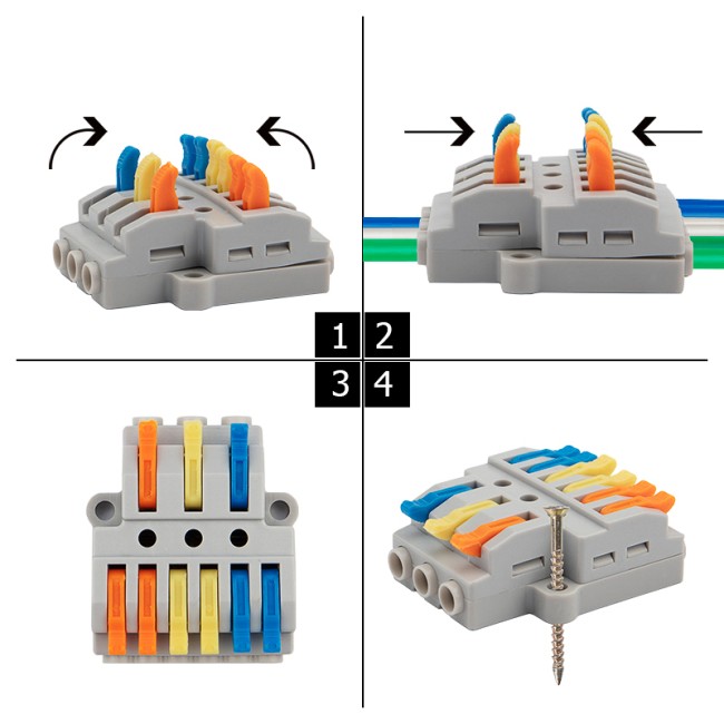 Клемма СМК 3х2 проходная разветвительная 3 полюса, с монтажной площадкой (1 ввод, 2 вывода на полюс) (50 шт./уп.) REXANT Клемма СМК 3х2 проходная разветвительная 3 полюса, с монтажной площадкой (1 ввод, 2 вывода на полюс) (50 шт./уп.) REXANT