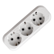 Розетка-колодка 3 поста наружная с заземлением ABS-пластик Розетка-колодка 3 поста наружная с заземлением ABS-пластик