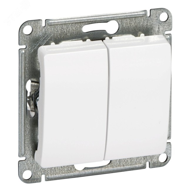 GLOSSA Выключатель двухклавишный в рамку белый сх.5 GLOSSA Выключатель двухклавишный в рамку белый сх.5