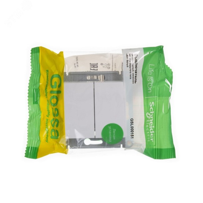 GLOSSA Выключатель двухклавишный в рамку белый сх.5 GLOSSA Выключатель двухклавишный в рамку белый сх.5