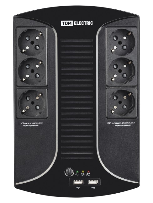 Источник бесперебойного питания ИБП 850 ВА 6 розеток +2USB TDM Источник бесперебойного питания ИБП 850 ВА 6 розеток +2USB TDM