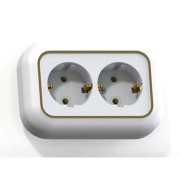 Розетка 2-м СП Валентина РС16-830 16А IP20 с заземл. бел./зол. Кунцево 5448 Розетка 2-м СП Валентина РС16-830 16А IP20 с заземл. бел./зол. Кунцево 5448