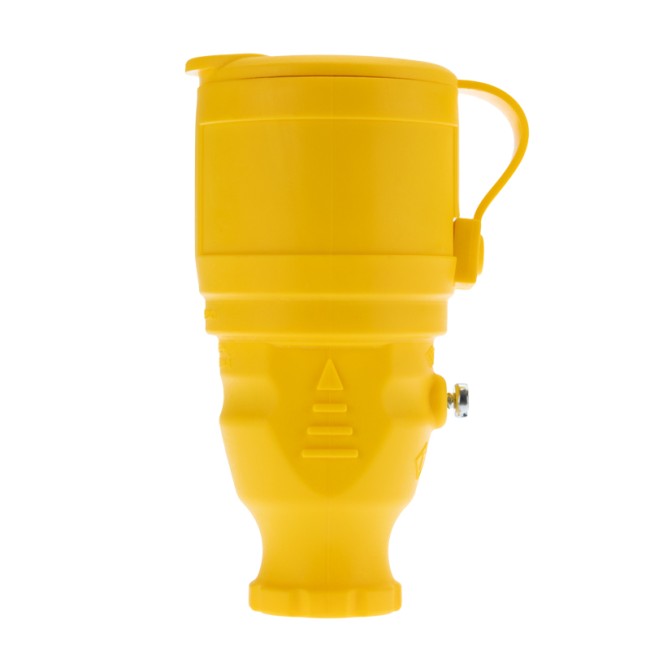 Розетка переносная влагозащищенная с крышкой, с/з, 16 А, IP44, каучук желтая REXANT