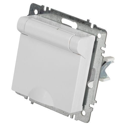 Розетка 1-м СП Accent 6-203-01 16А IP20 250В 2P+E Schuko с крышкой AL/CU бел. Intro Б0063709 Розетка 1-м СП Accent 6-203-01 16А IP20 250В 2P+E Schuko с крышкой AL/CU бел. Intro Б0063709