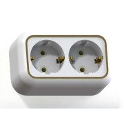 Розетка 2-м ОП Валентина РА16-826 16А IP20 с заземл. бел./зол. Кунцево 5419 Розетка 2-м ОП Валентина РА16-826 16А IP20 с заземл. бел./зол. Кунцево 5419