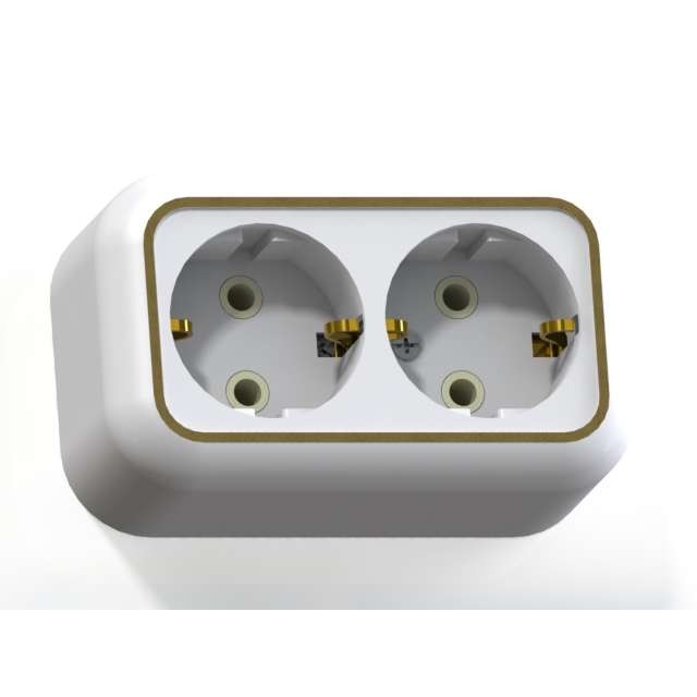 Розетка 2-м ОП Валентина РА16-826 16А IP20 с заземл. бел./зол. Кунцево 5419 Розетка 2-м ОП Валентина РА16-826 16А IP20 с заземл. бел./зол. Кунцево 5419