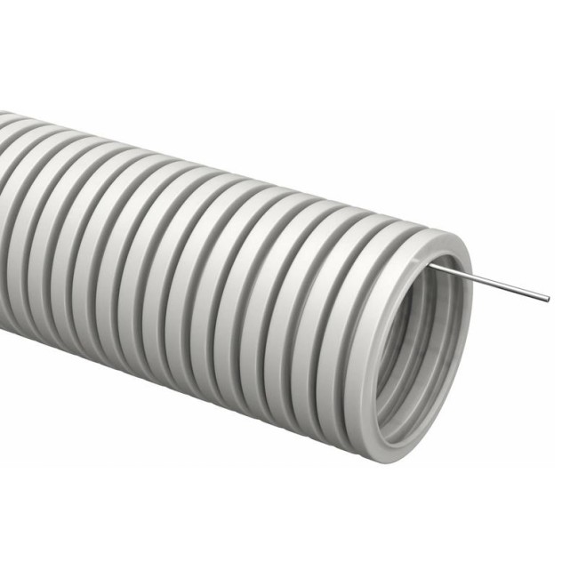 Труба гофрированная ПВХ d16мм с протяжкой сер. (уп.100м) TOKOV ELECTRIC TKE-TG/P-16-C06/100