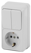 Блок розетка+выкл. двойной верт. 10(16)А-250В, ОУ, Quadro, белый, 2-706-01 Блок розетка+выкл. двойной верт. 10(16)А-250В, ОУ, Quadro, белый, 2-706-01