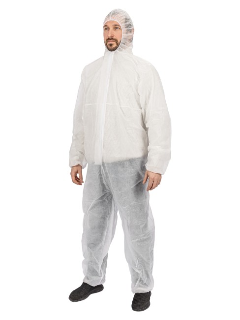 Комбинезон защитный одноразовый "Каспер Р40", на молнии, 40 г/м2, белый, разм. 56-58/170-176, TDM