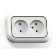 Розетка 2-м СП Валентина РС10-393 10А IP20 бел./зол. Кунцево 5450 Розетка 2-м СП Валентина РС10-393 10А IP20 бел./зол. Кунцево 5450