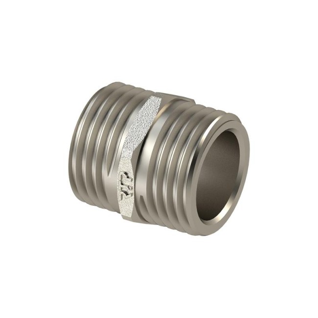 Ниппель латунь наружн. резьба 3/4дюйм никель (инд. упак.) RTP 34909 Ниппель латунь наружн. резьба 3/4дюйм никель (инд. упак.) RTP 34909