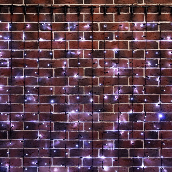 Гирлянда Светодиодный Дождь 2х6м, 768 LED БЕЛЫЙ, черный ПВХ, IP65, постоянное свечение, 230В соединяется NEON-NIGHT (нужен шнур питания 303-500)