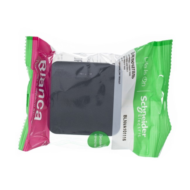 Выключатель одноклавишный наружный BLАNCА (cх.1) с подсветкой, с изолирующей пластиной, 10А, 250В, антрацит Выключатель одноклавишный наружный BLАNCА (cх.1) с подсветкой, с изолирующей пластиной, 10А, 250В, антрацит