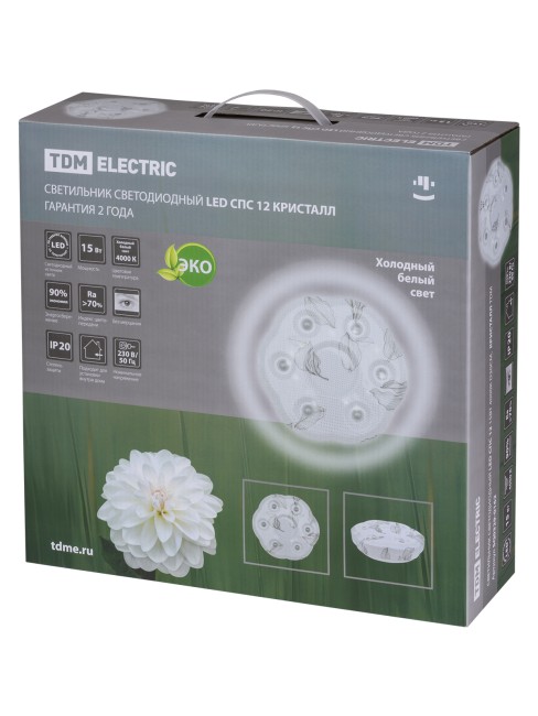Светильник светодиодный LED СПС 12 15Вт 4000К D35см, Кристалл TDM Светильник светодиодный LED СПС 12 15Вт 4000К D35см, Кристалл TDM