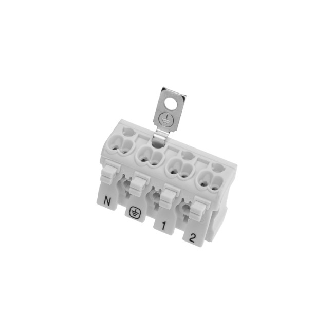 Клемма пружинная соединительная КСП 4-полюсная с заземлением и с монтажными ножками (50 шт./уп.) REXANT Клемма пружинная соединительная КСП 4-полюсная с заземлением и с монтажными ножками (50 шт./уп.) REXANT