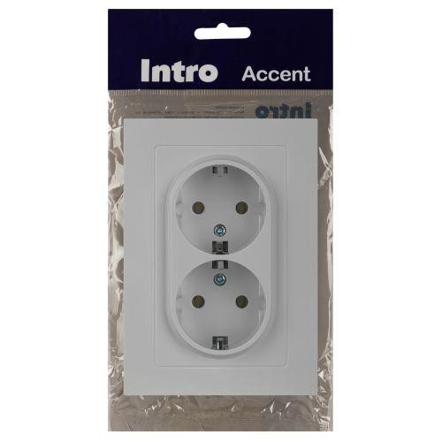 Розетка 2-м СП Accent 6-205-01 16А IP20 250В 2P+E Schuko AL/CU бел. Intro Б0063485 Розетка 2-м СП Accent 6-205-01 16А IP20 250В 2P+E Schuko AL/CU бел. Intro Б0063485