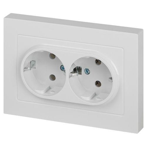 Розетка 2-м СП Accent 6-205-01 16А IP20 250В 2P+E Schuko AL/CU бел. Intro Б0063485 Розетка 2-м СП Accent 6-205-01 16А IP20 250В 2P+E Schuko AL/CU бел. Intro Б0063485