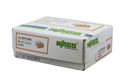 2273-243 Экспресс-клемма с пастой 3-проводная до 2,5 мм², (100 шт./уп.) WAGO 2273-243 Экспресс-клемма с пастой 3-проводная до 2,5 мм², (100 шт./уп.) WAGO