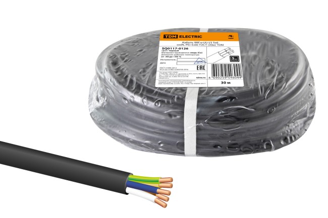 Кабель ВВГнг(А)-LS 5х6 ок(N, PE)-0,66 ГОСТ (30м) TDM Кабель ВВГнг(А)-LS 5х6 ок(N, PE)-0,66 ГОСТ (30м) TDM