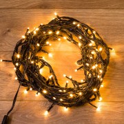 Гирлянда Твинкл Лайт 10 м, 100 LED ТЕПЛЫЙ БЕЛЫЙ, черный ПВХ, IP65, динамика, 230В соединяется NEON-NIGHT (нужен контроллер 217-204)