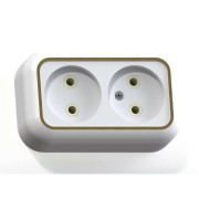 Розетка 2-м ОП Валентина РА10-382 10А IP20 бел./зол. Кунцево 5417 Розетка 2-м ОП Валентина РА10-382 10А IP20 бел./зол. Кунцево 5417