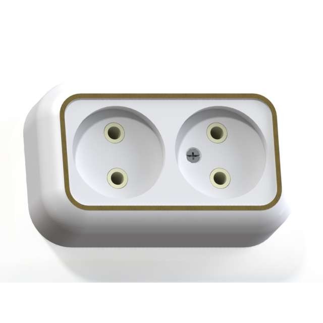 Розетка 2-м ОП Валентина РА10-382 10А IP20 бел./зол. Кунцево 5417 Розетка 2-м ОП Валентина РА10-382 10А IP20 бел./зол. Кунцево 5417