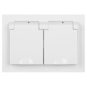 Розетка 2-м СП Accent 6-210-01 16А IP44 250В 2P+E Schuko с крышками защ. шторки AL/CU бел. Intro Б0063577 Розетка 2-м СП Accent 6-210-01 16А IP44 250В 2P+E Schuko с крышками защ. шторки AL/CU бел. Intro Б0063577