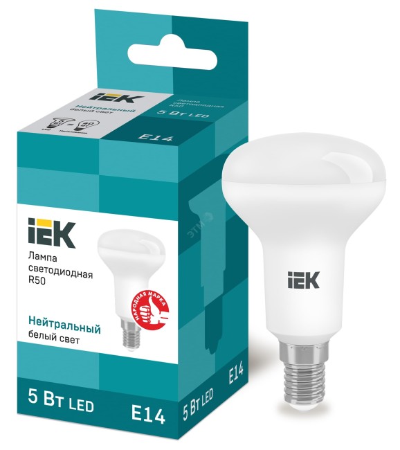 Лампа светодиодная LED рефлекторная 5вт E14 R50 белый ECO