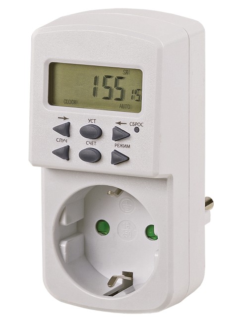 Таймер розеточный ТРЭ-Н-01-1мин/7дн-10on/off-8А (недельный) упак.-термоусад.пленка "Народный" 