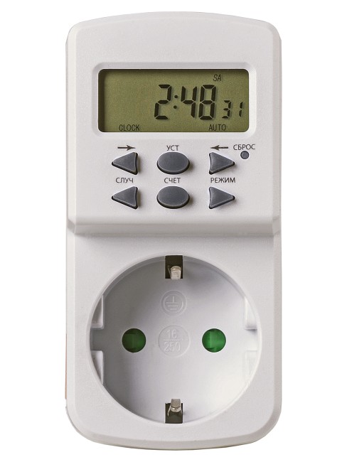Таймер розеточный ТРЭ-Н-01-1мин/7дн-10on/off-8А (недельный) упак.-термоусад.пленка "Народный" 