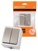 Выключатель 2-кл. открытой установки IP54 10А серый "Вуокса" TDM Выключатель 2-кл. открытой установки IP54 10А серый "Вуокса" TDM