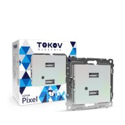 Розетка 2-м USB СП Pixel тип A+A 5В 1х2.1А 2х1.05А механизм перламутр. TOKOV ELECTRIC TKE-PX-2USB-C04 Розетка 2-м USB СП Pixel тип A+A 5В 1х2.1А 2х1.05А механизм перламутр. TOKOV ELECTRIC TKE-PX-2USB-C04