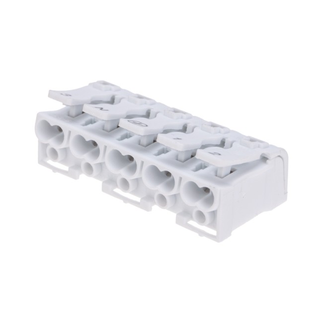 Клемма пружинная соединительная КСП 5-полюсная с монтажными ножками (50 шт./уп.) REXANT