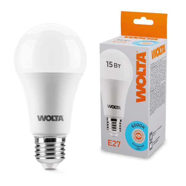 Светодиодная лампа WOLTA 25W60BL15E27 15Вт 6500К E27