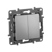 ETIKA Переключатель двухклавишный алюминий автоматические зажимы 10AX ETIKA Переключатель двухклавишный алюминий автоматические зажимы 10AX