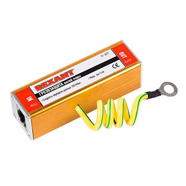 Грозозащита информационного кабеля, гнездо 8Р8С (RJ-45) - гнездо 8Р8С (RJ-45) (1шт/уп) REXANT Грозозащита информационного кабеля, гнездо 8Р8С (RJ-45) - гнездо 8Р8С (RJ-45) (1шт/уп) REXANT