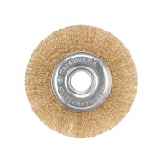 Щетка дисковая для УШМ, витая латунированная проволока, 125мм, отв. 22,23мм KRANZ Щетка дисковая для УШМ, витая латунированная проволока, 125мм, отв. 22,23мм KRANZ