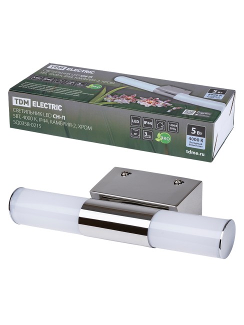 Светильник LED CH-П 5Вт, 4000 К, IP44, Камбрия-2, хром TDM Светильник LED CH-П 5Вт, 4000 К, IP44, Камбрия-2, хром TDM