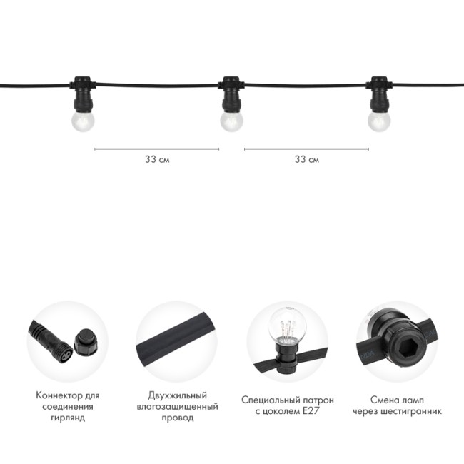 Набор Белт-Лайт 10 м, черный каучук, 30 ламп, цвет Теплый белый, IP65, соединяется Набор Белт-Лайт 10 м, черный каучук, 30 ламп, цвет Теплый белый, IP65, соединяется